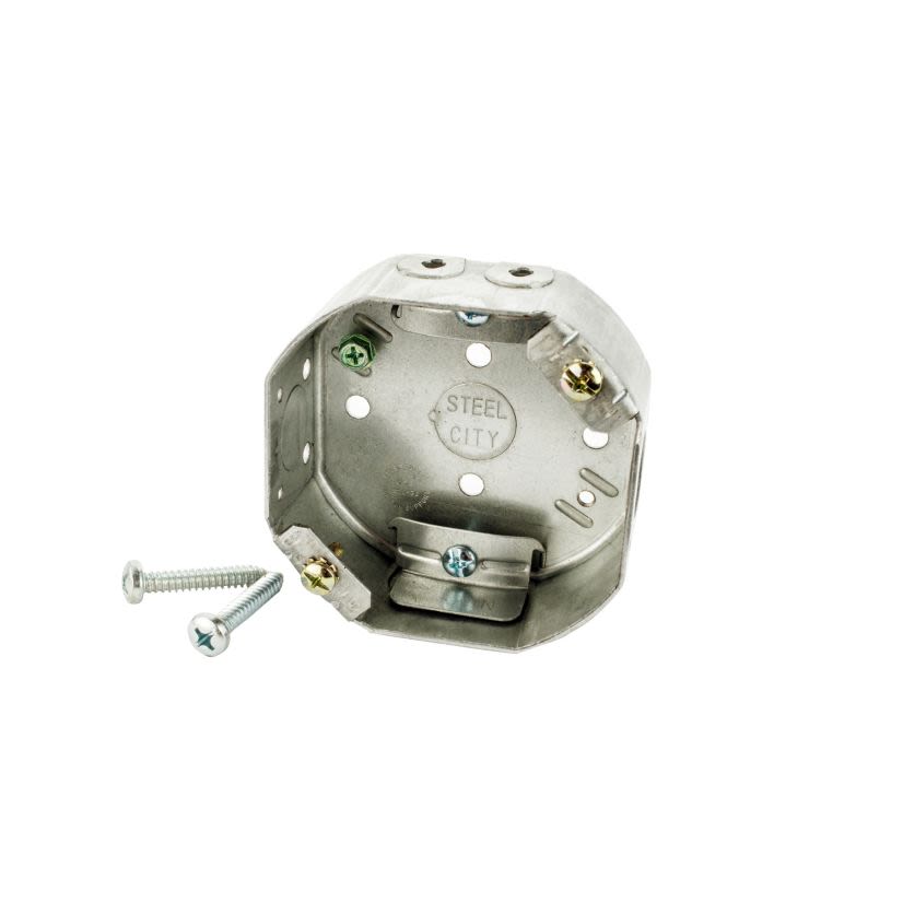 Steel City 54151-CFB Drawn Style Ceiling Fan Box, Steel, 15.8 cu-in Capacity, 1 Outlets, 3 Knockouts, 1-1/2 in D